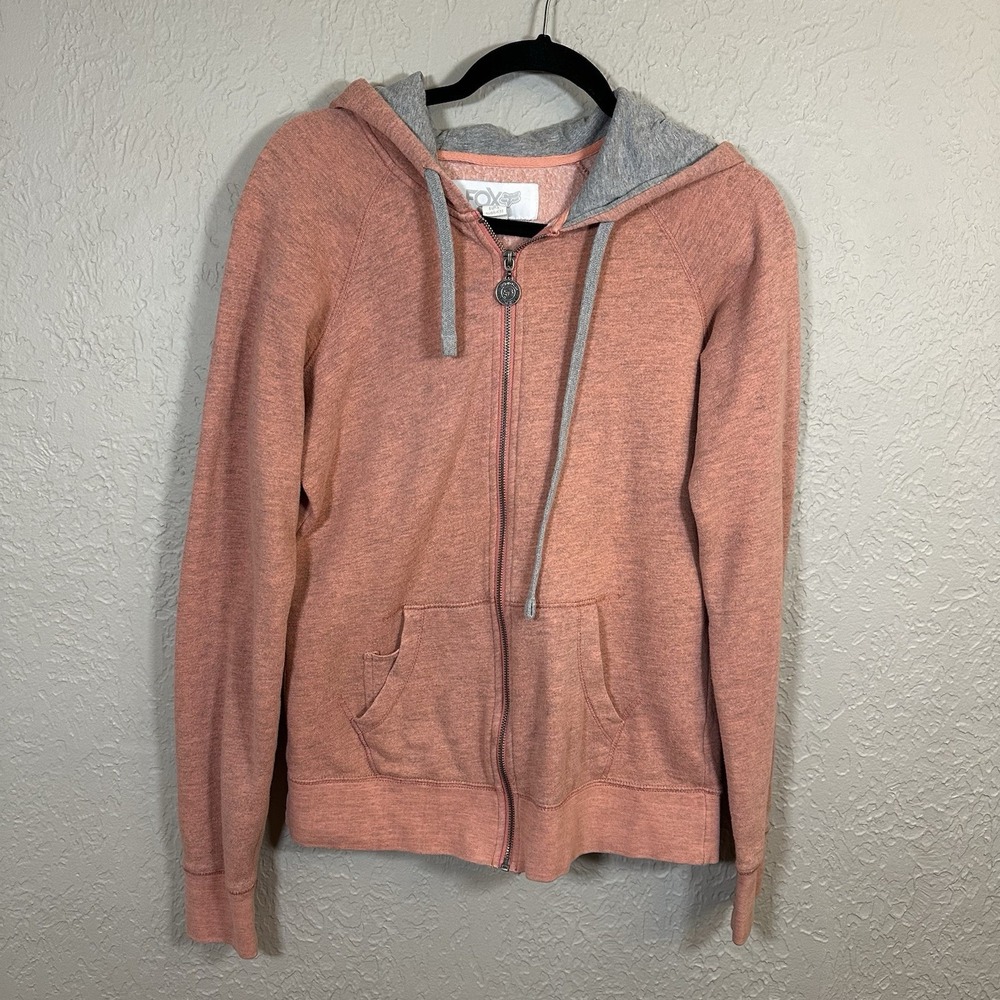 Fox Riders Co Hoodie Women's Large Pink/Orange Hooded Sweatshirt Full Zip Logo